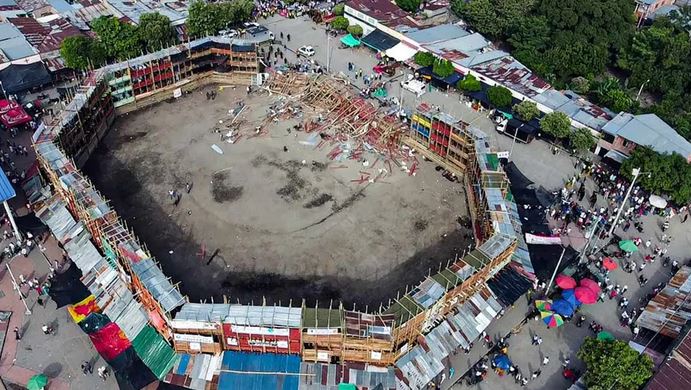 कोलम्बियामा रङ्गशाला भत्किँदा ४ को मृत्यु, ३० घाइते