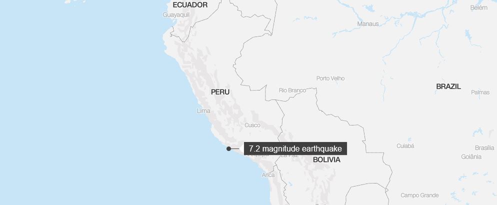 पेरूमा ७.२ म्याग्नीच्यूडको भूकम्प, तटीय क्षेत्रमा सामुद्रिक छाल बढ्ने खतरा