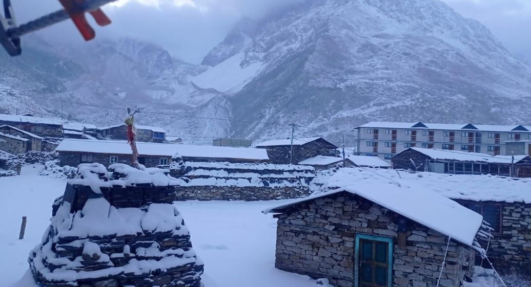 उत्तरी गोरखाको नुब्री भ्यालीमा हिमपात